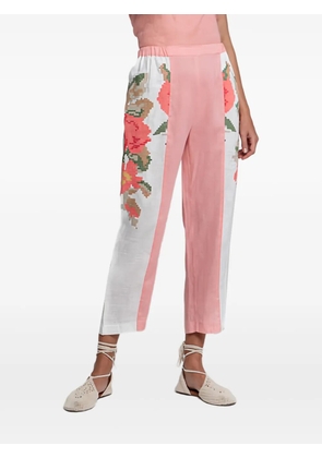 GREEK ARCHAIC KORI elasticated-waist floral trousers - Pink