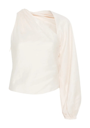 Self-Portrait draped-sleeve top - Neutrals
