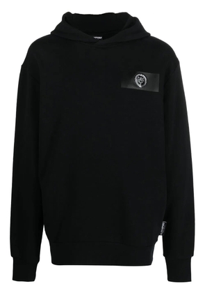 Plein Sport logo-patch long-sleeved hoodie - Black