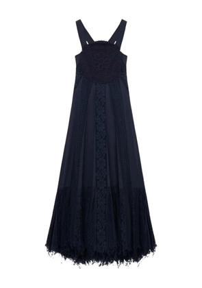 LOEWE lace-appliqué midi dress - Blue