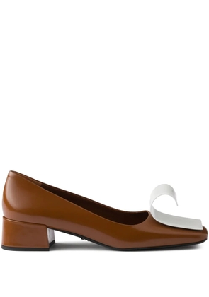 Prada 35mm two-tone brushed-leather pumps - Brown