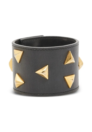 Saint Laurent Pre-Owned Triangle Studs leather bracelet - Black