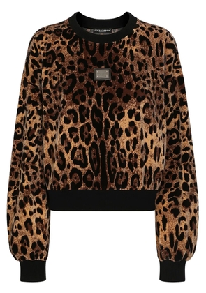 Dolce & Gabbana leopard-jacquard chenille jumper - Brown