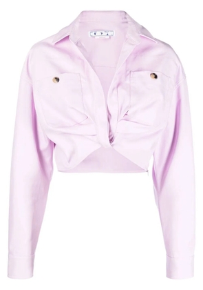 Off-White twisted-front cropped cotton jacket - Purple