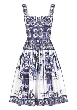 Dolce & Gabbana Majolica-print corset midi dress - Blue