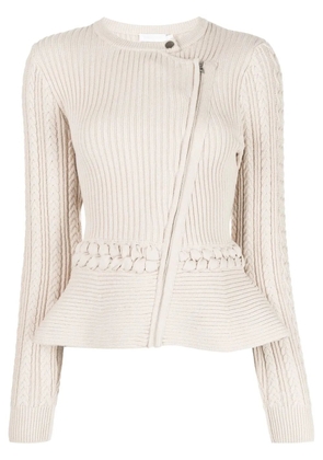 Simkhai knitted peplum biker jacket - Brown