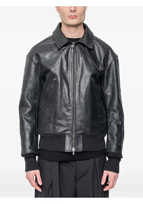 The Viridi-Anne zip-up leather jacket - Black