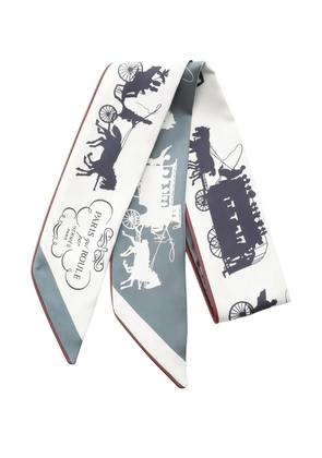 Hermès Pre-Owned 2020s Twilly Paris Qui Roule scarf - White