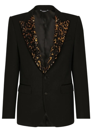 Dolce & Gabbana Sicilia-fit leopard-print tuxedo blazer - Black