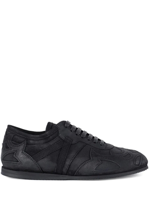 Ann Demeulemeester leather flame-pattern sneakers - Black