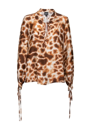 Roberto Cavalli Vintage animal-print tie-neck blouse - Brown