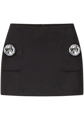 AREA crystal-embellished wool mini skirt - Black