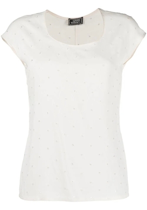 Versace Pre-Owned 2000s broderie anglaise short-sleeved blouse - Neutrals