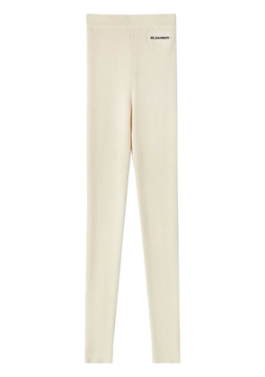 Jil Sander logo-patch knitted leggings - Neutrals