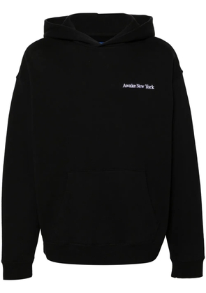 Awake NY logo-embroidered cotton hoodie - Black