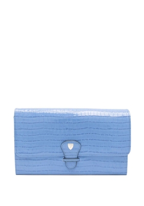 Aspinal Of London crocodile-embossed travel wallet - Blue