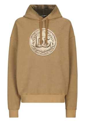 Dolce & Gabbana logo-print long-sleeved hoodie - Brown