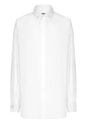 Dolce & Gabbana floral-embroidery point-collar shirt - White