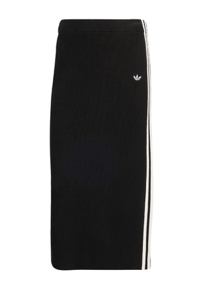 adidas ribbed striped midi straight skirt - Black