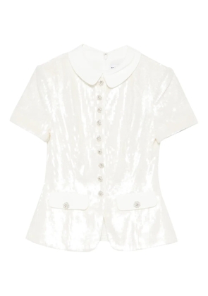Self-Portrait sequin-embellished top - White