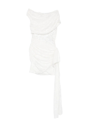 Self-Portrait lace draped mini dress - White