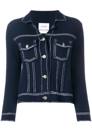 Barrie contrast-stitch knitted jacket - Blue