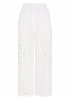 Dolce & Gabbana embroidered cropped linen trousers - White