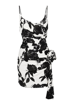 Balmain rose-print mini dress - White
