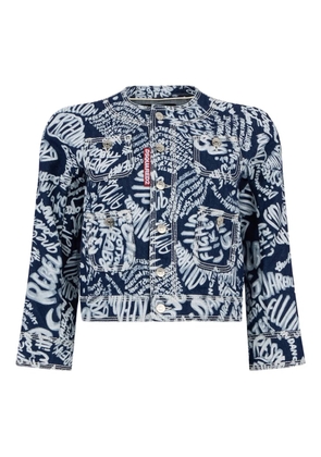 DSQUARED2 lettering-print denim jacket - Blue