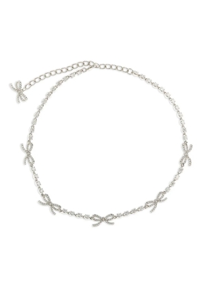 Self-Portrait crystal-bow necklace - Silver