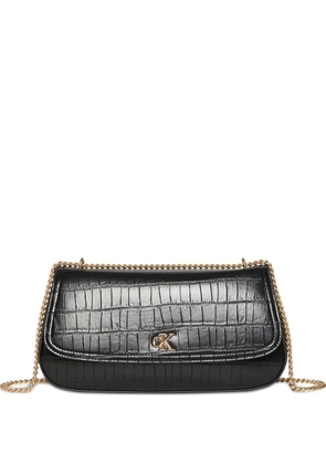 Calvin Klein croc-embossed chain shoulder bag - Black