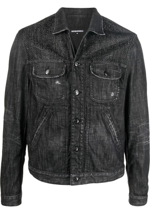 DSQUARED2 studded distressed denim jacket - Black