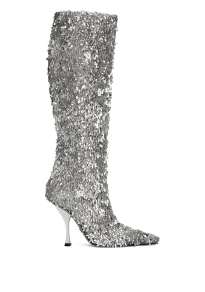 Dolce & Gabbana 105mm sequin-embellished boots - Silver