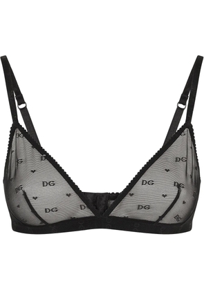 Dolce & Gabbana jacquard tulle triangle bra - Black