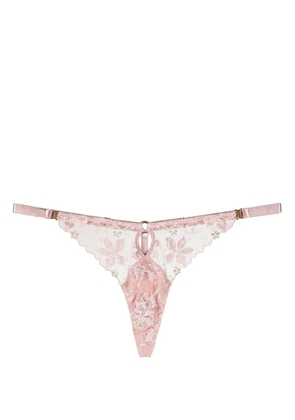 Bordelle Vita floral-embroidered thong - Pink