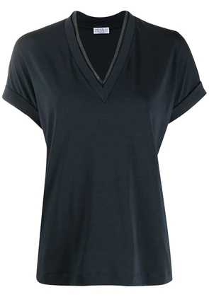 Brunello Cucinelli short-sleeve fitted blouse - Blue