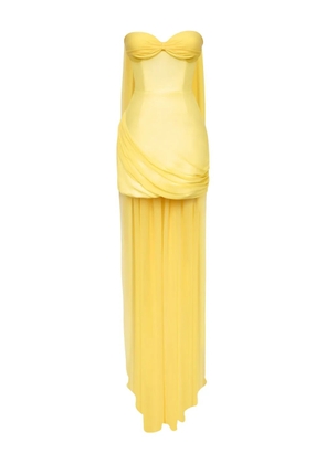 POST MERIDIEM corset train mini dress - YELLOW