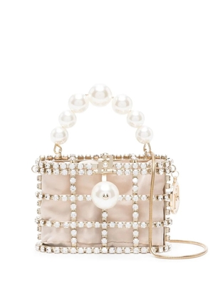 Rosantica crystal-embellished caged mini bag - Gold
