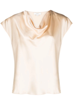 Vince cowl-neck silk blouse - Neutrals