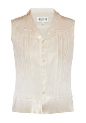 Maison Margiela perforated sleeveless shirt - Neutrals