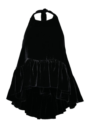 AZEEZA Winston ruffled velvet top - Black
