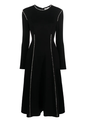 NISSA crystal-embellished long-sleeves dress - Black