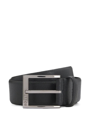BOSS logo-engraved leather belt - Black