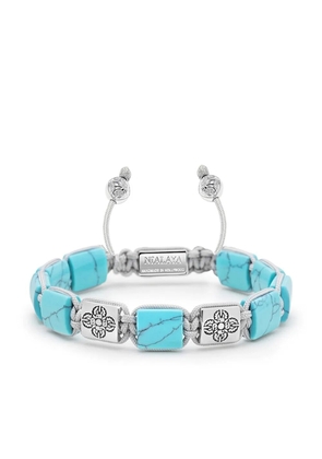 Nialaya Jewelry engraved-charm beaded bracelet - Silver