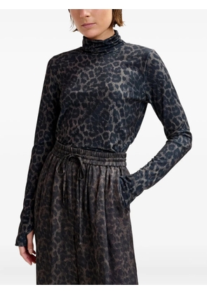 Essentiel Antwerp Isperenza leopard-print thumb-hole T-shirt - Black