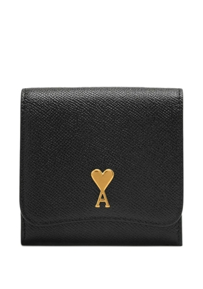 AMI Paris Paris Paris compact leather wallet - Black