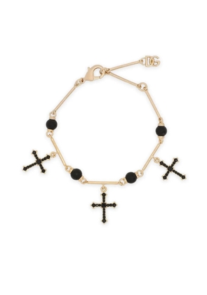 Dolce & Gabbana logo-plaque cross-pendant bracelet - Gold