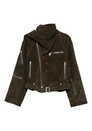 Rick Owens asymmetric biker jacket - Brown