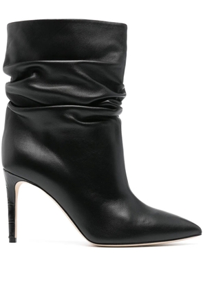 Paris Texas 100mm ruched leather boots - Black