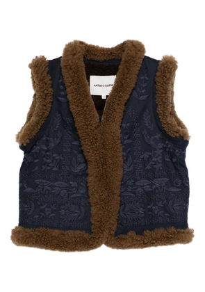 Antik Batik floral-embroidery waistcoat - Blue